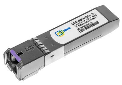 SNR SNR-SFP-W53-20 Одноволоконный модуль, SFP WDM 1000Base-BX, разъем SC, рабочая длина волны Tx/Rx: 1550/1310нм, дальность до 20км (14dB), с поддержкой функции DDM