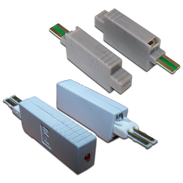 Штекер комплексной защиты для 1 пары, 260В, 10А/10Ка, с индикатором LANMASTER арт. TWT-SAU2-260-10-10K