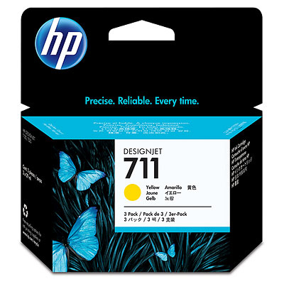 Картридж Cartridge HP 711 для DJ T120/T125/T130/T520/T525/T530, тройная упаковка CZ132A, желтый (3*29мл) (незначительное повреждение коробки)