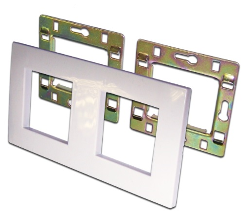 Рамка 2-постовая 45х45, с суппортами, белая LANMASTER арт. LAN-FRS45x45/2-WH