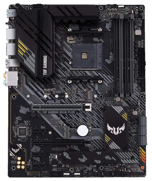 Материнская плата ASUS TUF GAMING B550-PLUS,  Socket AM4, B550, 4*DDR4, HDMI+DP, CrossFireX, SATA3 + RAID, Audio, 2,5Gb LAN, USB 3.2*8, USB 2.0*6, COM*1 header (w/o cable) ATX ; 90MB14G0-M0EAY0