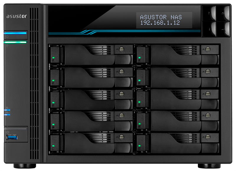 ASUSTOR AS6510T 10-Bay NAS/Media player/Intel Atom C3538 2,1GHz(Quad-Core), 8GB SO-DIMM DDR4, noHDD(HDD,SSD),/2x10GbE+2x2,5Gbe(LAN)/2xUSB3.2,HDMI/M.2/4ip camera license