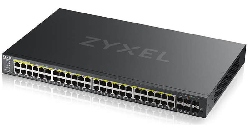L2 PoE+ Zyxel NebulaFlex Pro GS2220-50HP, rack 19", 44xGE PoE+, 4xCombo (SFP/RJ-45 PoE+), 2xSFP, бюджет PoE 375 Вт