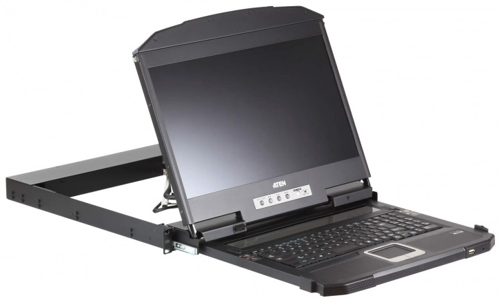 ATEN 1U Ultra Short Depth 18.5” Short Depth USB HDMI Single Rail LCD Console (1920 x 1080)