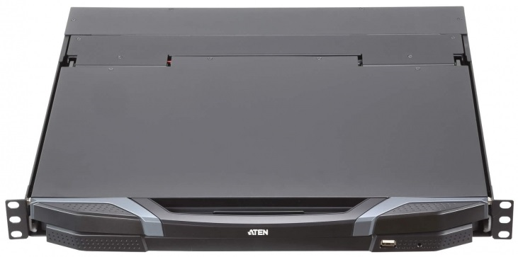 ATEN 1U Ultra Short Depth 18.5” Short Depth USB HDMI Single Rail LCD Console (1920 x 1080)