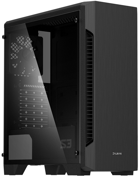 ZALMAN S3 TG, ATX, BLACK, TEMPERED GLASS WINDOW, 2x3.5", 2x2.5", 2xUSB2.0, 1xUSB3.0, FRONT 2x120mm