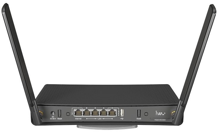 MikroTik hAP ac3 with 4-core 716 MHz CPU, 256MB RAM, 5 x Gigabit LAN (PoE-out on port#5), two wireless interfaces (built-in 2.4Ghz 802.11b/g/n two chain, built-in 5Ghz 802.11ac two chain), 3dBi 2.4GHz арт. RBD53iG-5HacD2HnD
