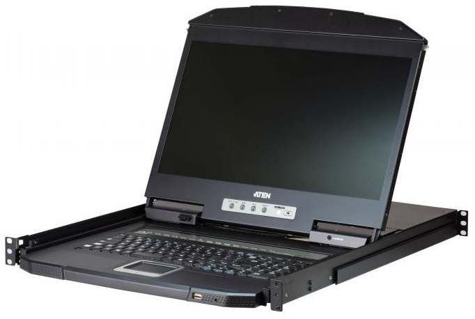 ATEN 18.5" 8-Port PS/2-USB VGA Single Rail WideScreen LCD KVM Switch арт. CL3108NX-ATA-RG
