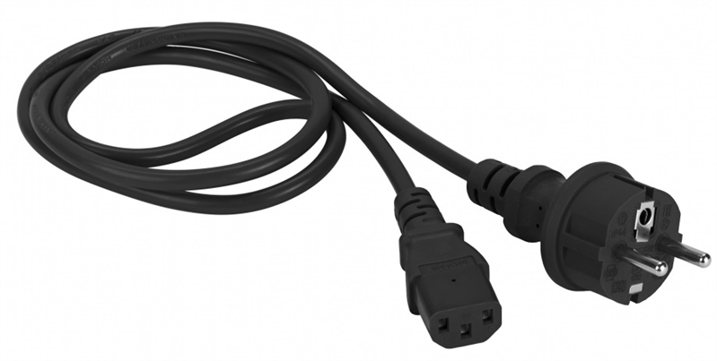 Шнур питания C13-Schuko прямая, 220В, 10А, черный, 5 метров LANMASTER арт. LAN-PP13/SH-5.0-BK
