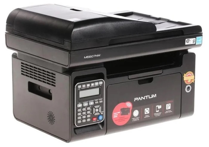 Pantum M6607NW, P/C/S/F (with handset), Mono laser, А4, 22 ppm (max 20000 p/mon), 600 MHz, 1200x1200 dpi, 256 MB RAM, ADF35, paper tray 150 pages, USB, LAN, WiFi, start. cartridge 1600 pages