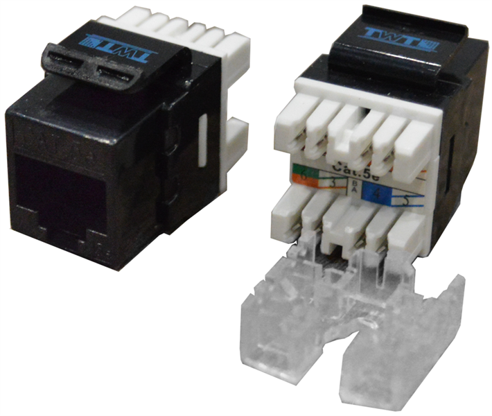 Модуль Keystone RJ45, Cat.5E, UTP, 180 градусов, черный LANMASTER арт. TWT-OK45UTP180/5E-BK