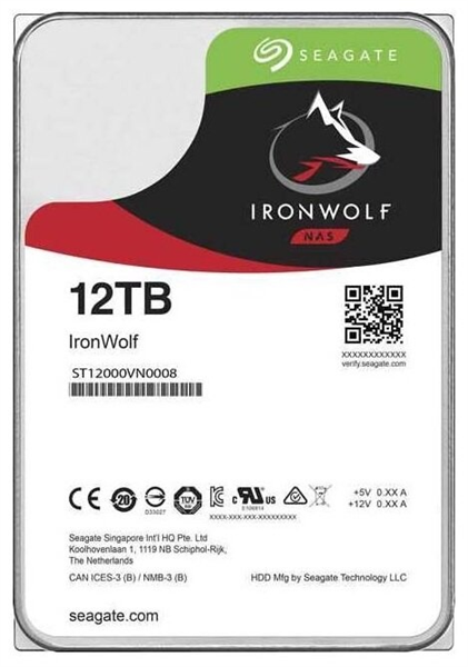 12TB Seagate Ironwolf (ST12000VN0008 ) {SATA 6.0Gb/s, 7200 rpm, 256mb buffer, 3.5",для NAS}