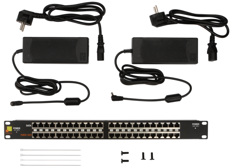 Панель POE 19, 24 порта, с двумя блоками питания 48V, 120W