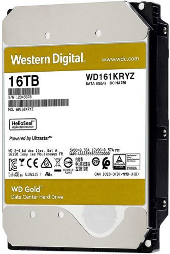 Western Digital HDD SATA-III  16Tb GOLD WD161KRYZ, 7200rpm, 512MB buffer, 1 year