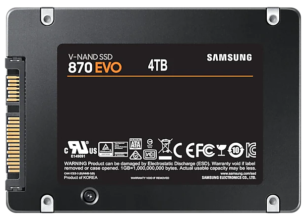 Твердотельный накопитель SSD 2.5" 4Tb (4000GB) Samsung SATA III 870 EVO (R560/W530MB/s) (MZ-77E4T0BW) 1year