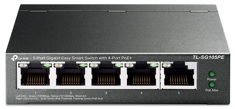 TP-Link TL-SG105PE, 5-Port Gigabit Easy Smart Switch with 4-Port PoE+