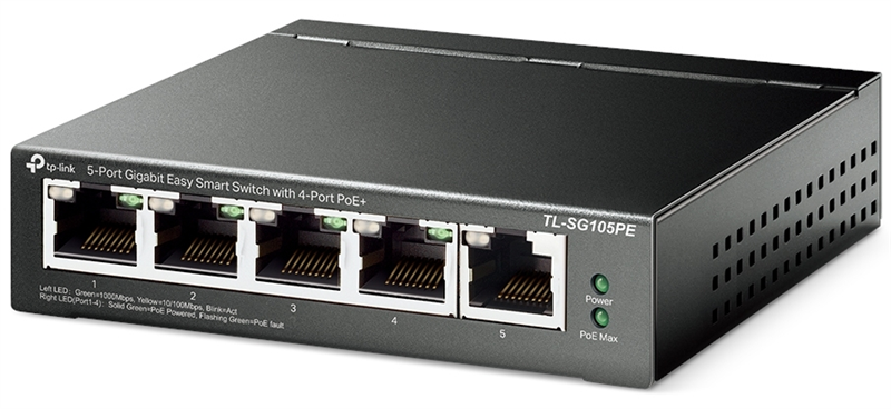 TP-Link TL-SG105PE, 5-Port Gigabit Easy Smart Switch with 4-Port PoE+