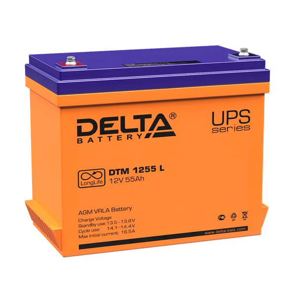 Delta Аккумуляторная батарея для ИБП DTM 1255 L (12V / 55Ah) AGM, 12 лет (4614010640012)