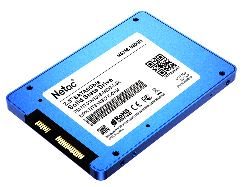 Netac SSD N535S 960GB 2.5 SATAIII 3D NAND, 7mm, R/W up to 560/520MB/s, TBW 560TB, 5y wty арт. NT01N535S-960G-S3X