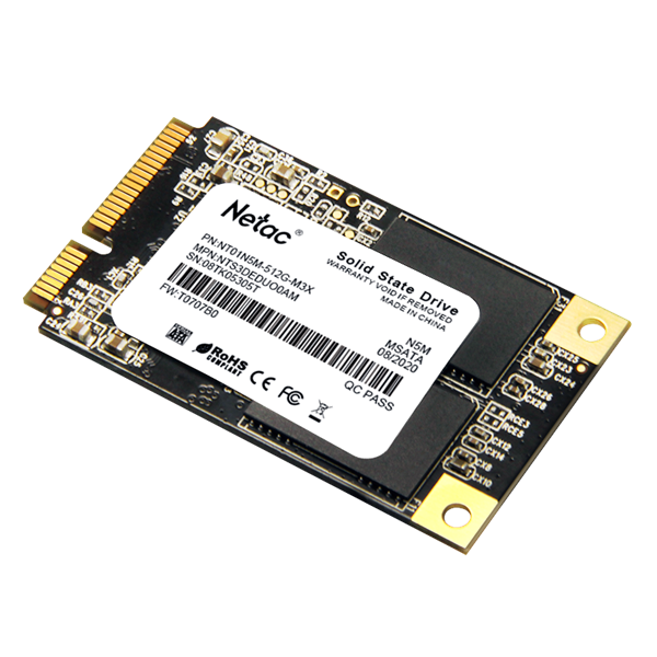 SSD накопитель Netac SSD N5M 512GB mSATA SATAIII 3D NAND, R/W up to 540/490MB/s, TBW 280TB, 3y wty
