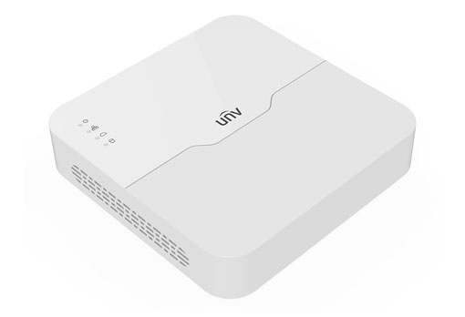Uniview Видеорегистратор IP 4-х канальный 4K с 4 PoE портами; Входящий поток на запись до 64Мбит/с; Поддерживаемые форматы сжатия:  Ultra 265/H.265/H.264; Запись: разрешение до 4K; HDD; 1 SATA3 до 6Тб