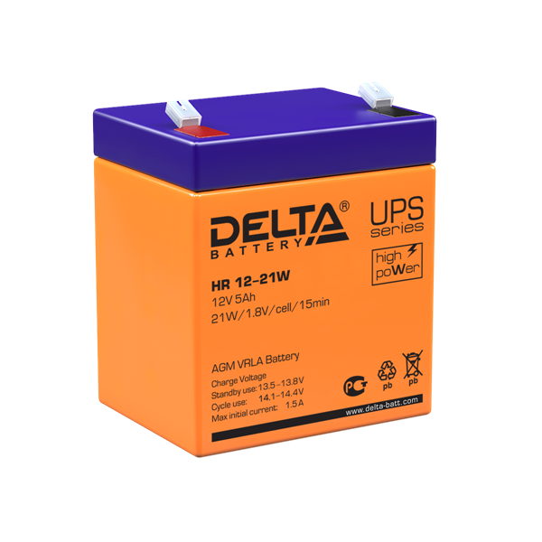Delta Аккумуляторная батарея для ИБП HR 12-21W (12V / 5Ah) (4614010630002)