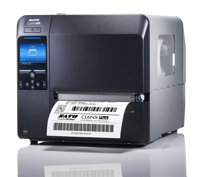 SATO CL6NX Plus 305 dpi, 6.5, TT, 10 ips (254 mm/sec), 256 MB RAM, 2 GB ROM, LCD, USB 2.0 type B, USB 2.0 type A (2 ports), RS232C, IEEE1284, LAN, NFC, SZPL, SDPL, SIPL, EPL or STCL, with EU power cab