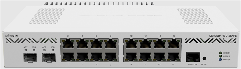 Маршрутизатор MikroTik Cloud Core Router CCR2004-16G-2S+PC MikroTik 16*1Gbit RJ45, 2*10Gbit SFP+ Passive Cooling