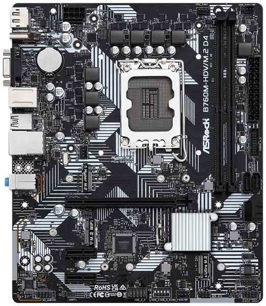 Asrock B760M-HDV/M.2 D4 RTL { LGA1700, 2xDDR4, 4xSATA, RAID M.2 VGA HDMI DP mATX}