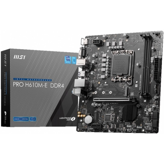 MSI PRO H610M-E DDR4 LGA1700,2DDR4,1PCI-Ex16,1PCI-Ex1,1M.2,4SATA3.0,4USB3.2Gen1