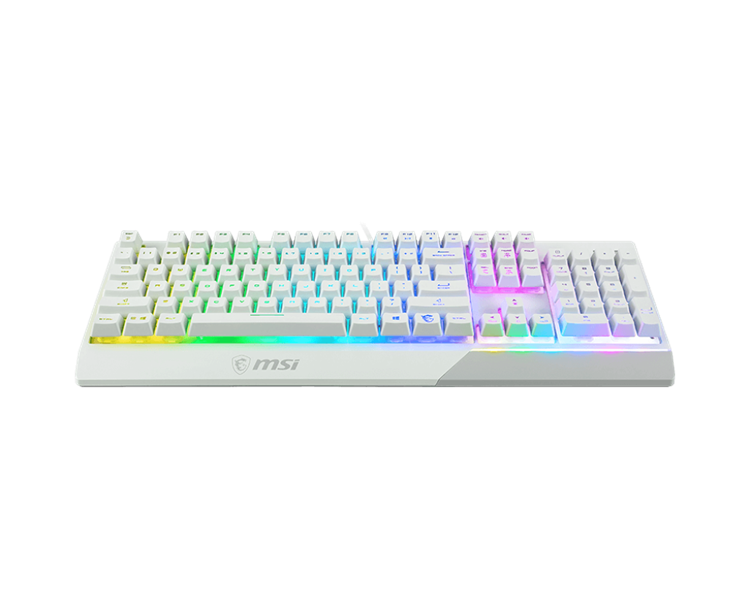 клавиатура проводная Gaming Keyboard MSI VIGOR GK30, Wired, Mechanical-like plunger switches. 6 zones RGB lighting with several lighting effects.  Anti-ghosting Capability. Water Resistant (spill-proof), White