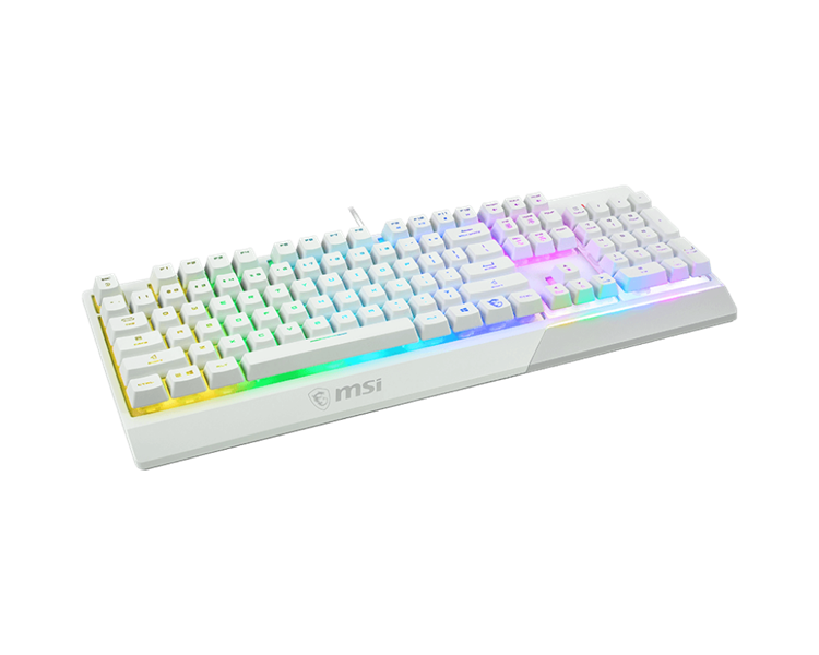 клавиатура проводная Gaming Keyboard MSI VIGOR GK30, Wired, Mechanical-like plunger switches. 6 zones RGB lighting with several lighting effects.  Anti-ghosting Capability. Water Resistant (spill-proof), White