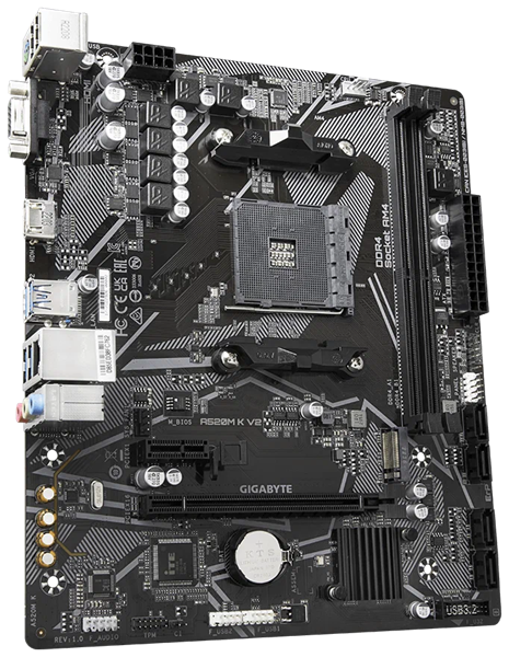 GIGABYTE A520M K V2, AM4, A520, 2*DDR4, 4*SATA, 1*M.2, 4*USB 3.2, 2*USB 2.0, 1*PCIx16, 1*PCIx1, D-Sub+HDMI, mATX