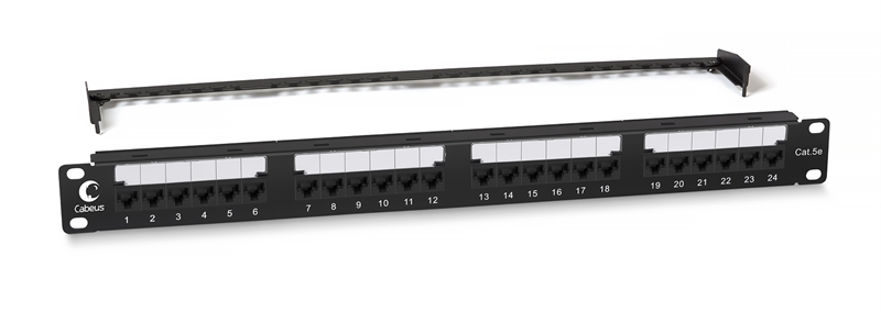 Патч-панель 19" (1U), 24 порта RJ-45, категория 5e, Dual IDC, с орган.