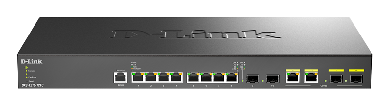 коммутатор D-Link PROJ Настраиваемый L2+ коммутатор, 8x10GBase-T, 2x10GBase-X SFP+, 2xCombo 10GBase-T/SFP+, CLI, консольный порт RJ-45