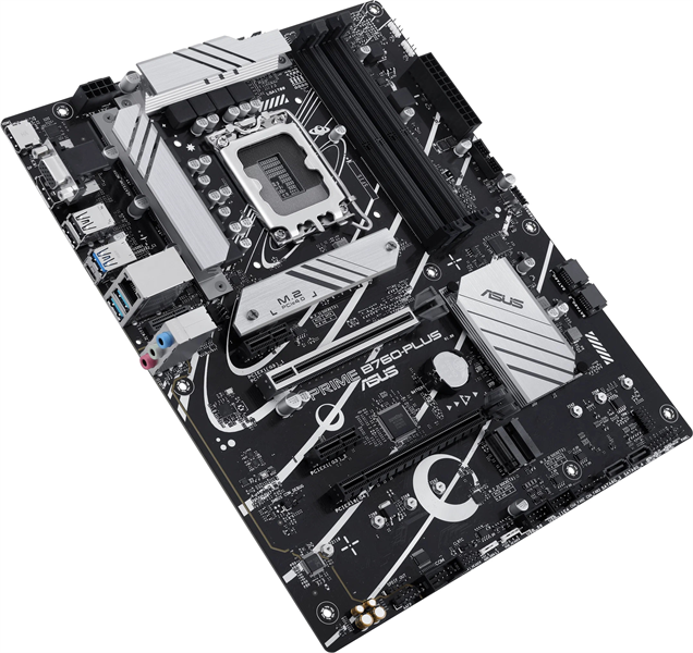 ASUS PRIME B760-PLUS (Socket 1700, ATX, 4xDDR5(192GB), DP/HDMI, 2xPCIe 4.0x16/1xPCIe 4.0, 1xLAN (2.5GbE), 4xSATA 6Gb/s, 3xM.2, 2xUSB 3.2, 4xUSB 2.0, 1xPS/2) 90MB1EF0-M1EAY0