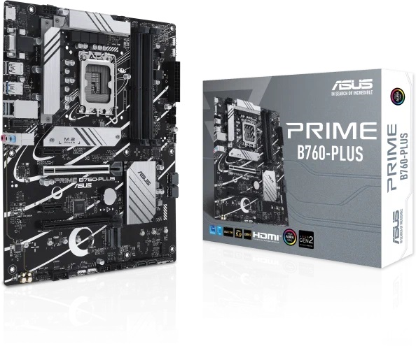 ASUS PRIME B760-PLUS (Socket 1700, ATX, 4xDDR5(192GB), DP/HDMI, 2xPCIe 4.0x16/1xPCIe 4.0, 1xLAN (2.5GbE), 4xSATA 6Gb/s, 3xM.2, 2xUSB 3.2, 4xUSB 2.0, 1xPS/2) 90MB1EF0-M1EAY0