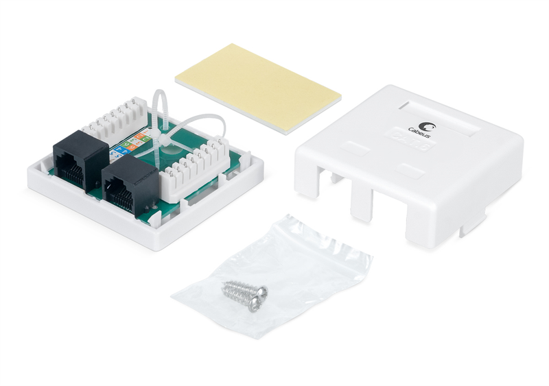 Розетка компьютерная RJ-45(8P8C), категория 6, двойная Cabeus WS-8P8C-Cat.6-2 Розетка компьютерная RJ-45(8P8C), категория 6, двойная, внешняя, Dual IDC