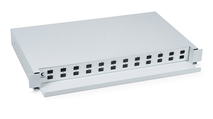 Кросс бокс оптический 19" на 24 SC (LC duplex) со сплайс-кассетой