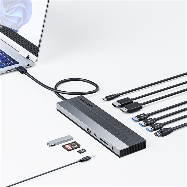 док-станция Docking Station WAVLINK USB-C Triple Display /85W PowerDelivery/2xUSB3.0/2xUSB2.0/1xUSB C/1xDP/2xHDMI/1xGigabit LAN/1xAudio In/Out/1xSD/Micro SD CardReader