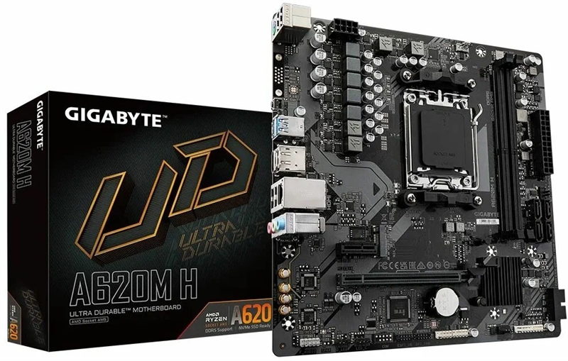 Материнская плата GIGABYTE A620M H, AM5, A620, 2*DDR5, 4*SATA, 1*M.2, 2*USB 3.2, 4*USB 2.0, Type-C, 1*PCIx16, 1*PCIx1, DP+HDMI, mATX