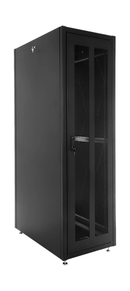 ЦМО Шкаф телекоммуникационный напольный ЭКОНОМ 48U (600х1000) дверь перфорированная 2 шт., цвет черный арт. ШТК-Э-48.6.10-44АА-9005
