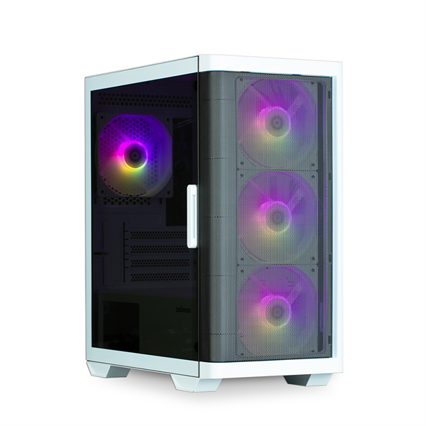 ZALMAN M4 White, MATX, WHITE, WINDOW, 1xCombo (3.5'' or 2.5''), 1x3.5", 2x2.5", 1xUSB2.0, 2xUSB3.0, FRONT 3x120mm ARGB, REAR 1x120mm ARGB (незначительное повреждение коробки) арт. M4 White-NC1