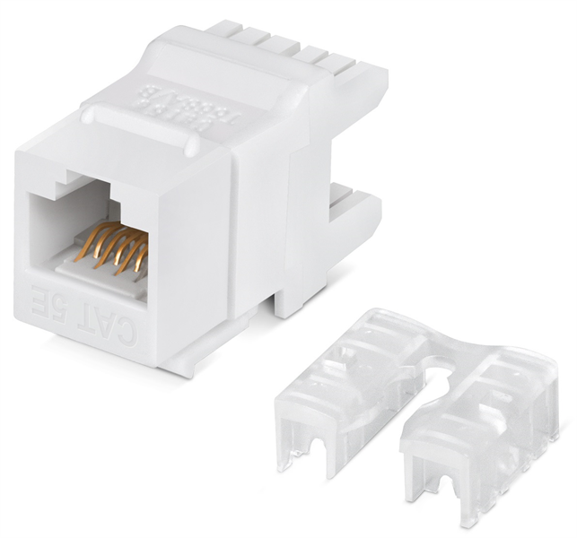 Cabeus KJ-RJ45-Cat.5e-180 Degree Вставка Keystone Jack RJ-45(8P8C), 180 градусов,категория 5e, Dual IDC (110&Krone type), белая