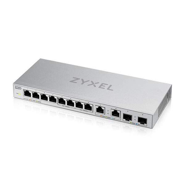 Zyxel XGS1010-12, 8xGE, 2x1/2,5GE, 2xSFP+, настольный, бесшумный