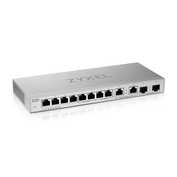 Zyxel XGS1010-12, 8xGE, 2x1/2,5GE, 2xSFP+, настольный, бесшумный