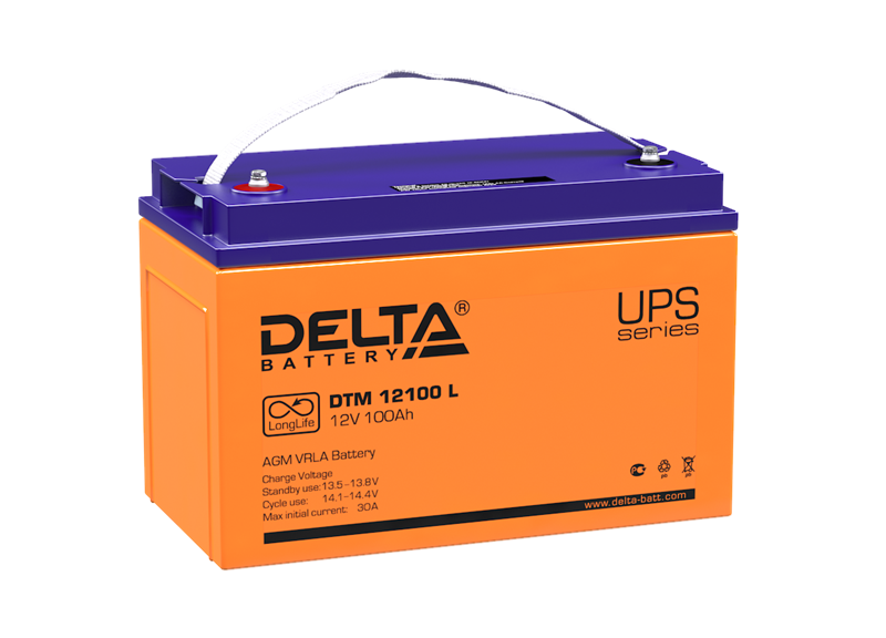 аккумуляторная батарея Delta Аккумуляторная батарея AGM  для ИБП DTM 12100 L (12V / 100Ah) AGM, 12 лет (4614010640002)