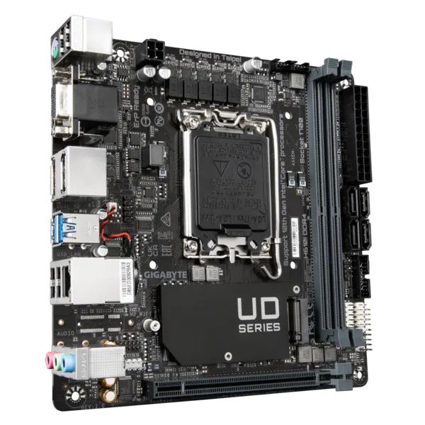 GIGABYTE H610I DDR4, LGA1700, H610, 2*DDR4, 4*SATA, 1*M.2, 2*USB 3.2, 4*USB 2.0, 1*PCIx16, 2*DP+D-Sub+HDMI, mITX