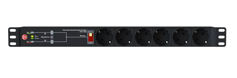 Elemy ATS, 220В, 8A,Вход C14 x 2, Выход (6) Schuko