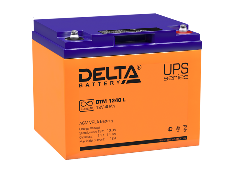 Delta Аккумуляторная батарея для ИБП DTM 1240 L (12V / 40Ah) AGM, 12 лет (4614010640008) DELTA Battery